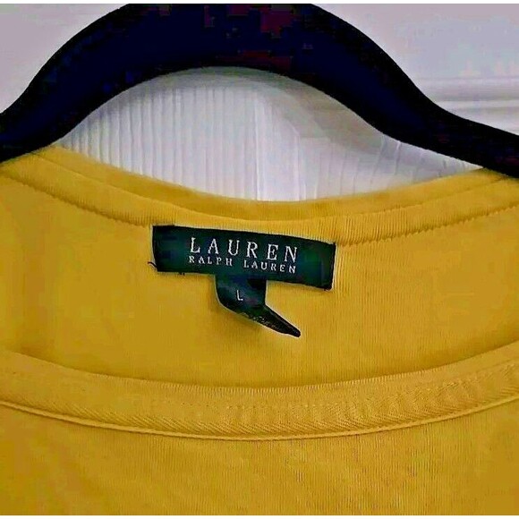 Lauren Ralph RL Ladies Top Bright Yellow Gold Shoulder Buttons Pullover Large - Picture 3 of 9